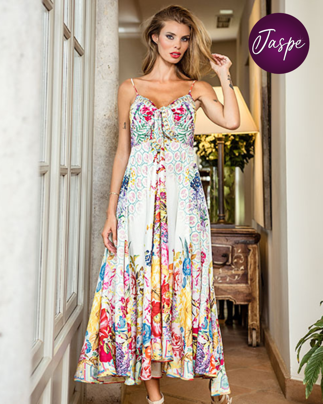 Vestido Largo con Estampado Floral